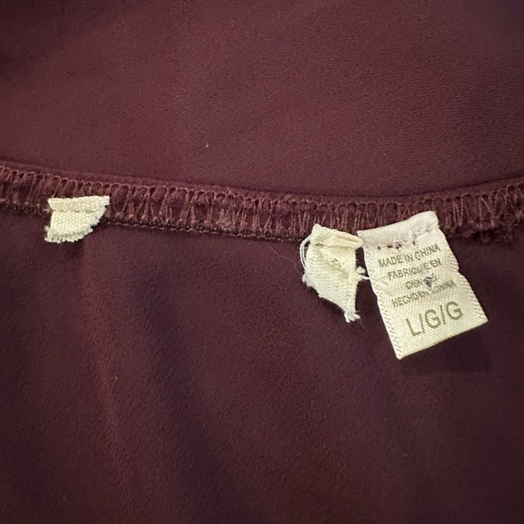 RDI Silk satin like material camisole cami SZ L burgundy  adjustable straps - Picture 5 of 5